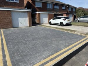 Completed block paving driveway at Thornton-Cleveleys home