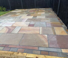 Natural stone driveway installation at residential property in Preston
