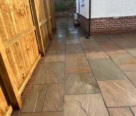Close up of natural stone driveway paving in Preston